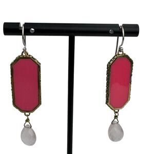 New Willow House Jewelry by Sara Blaine Coco Pink Dangling Teardrop Earrings